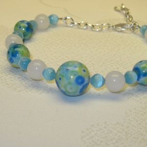 3/$20 | Blue, green, white & silver bracelet …